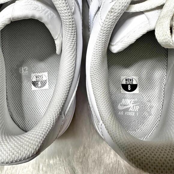 Nike Air Force 1 Low 07 Triple White Leather Sneakers Mens 8 - Picture 7 of 9